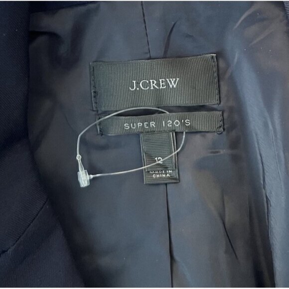 J. Crew Super 120’s Ladies Size 12 Wool Blazer Navy Blue Suit Jacket Lined - Picture 5 of 6